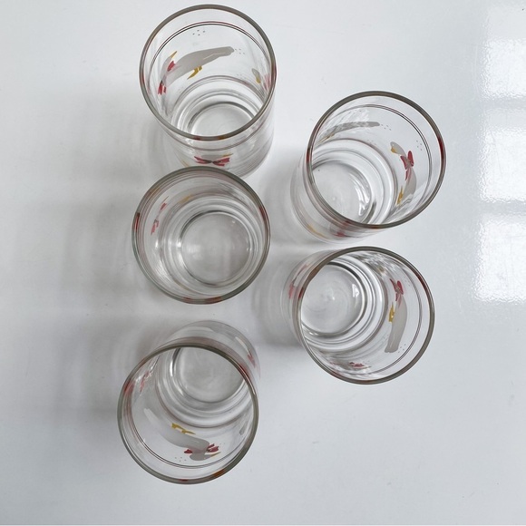 Vintage Glass CHRISTMAS GOOSE 16 Oz. Tumblers-Set of 5 Country Geese Drinkware - Picture 4 of 5